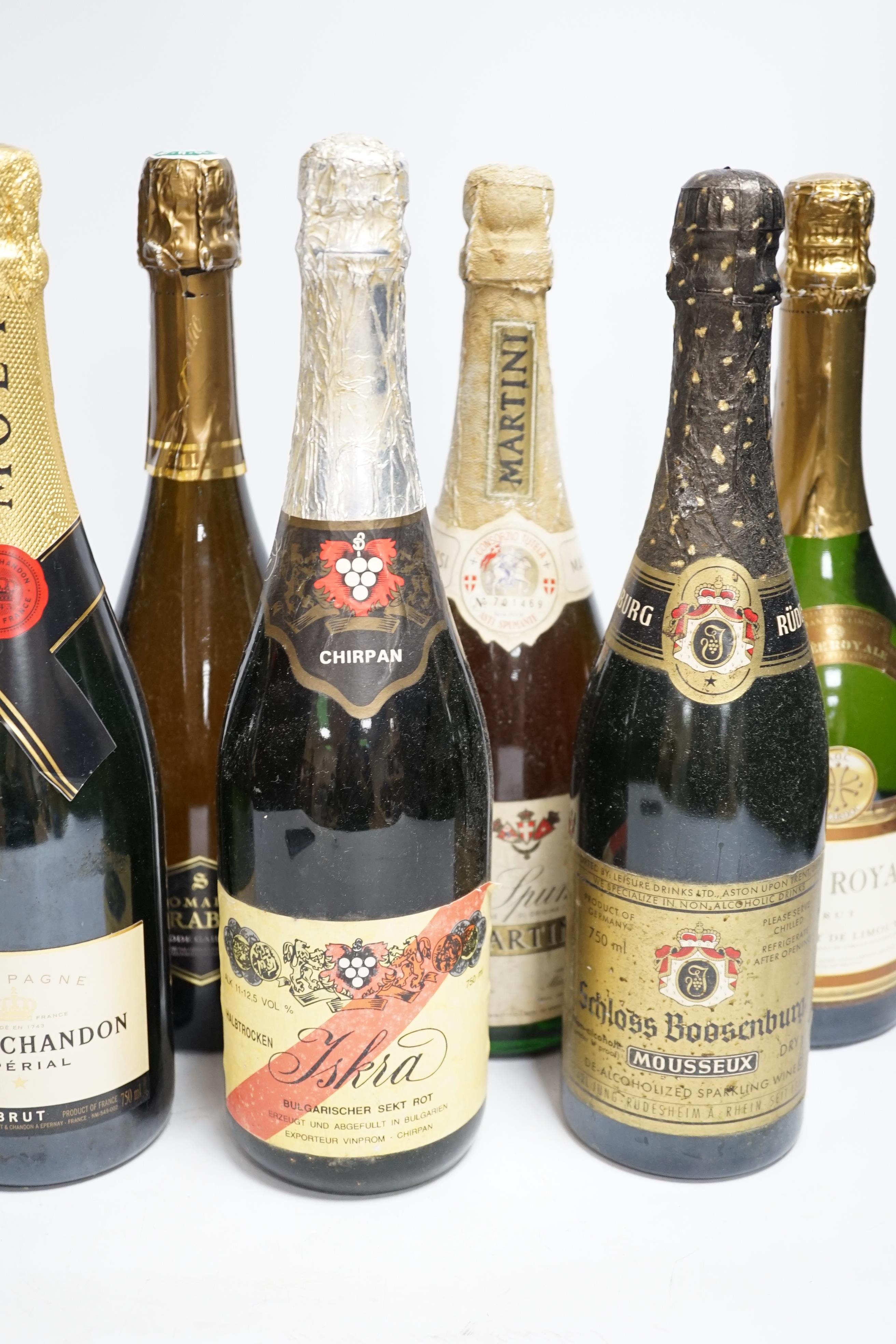 Seven bottles of Champagne and other sparkling wine including Moët & Chandon